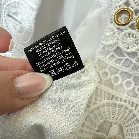 BEREK Eyelet Embroidered Blazer White Gold Grommets Lace Jacket XL Statement - Picture 10 of 13